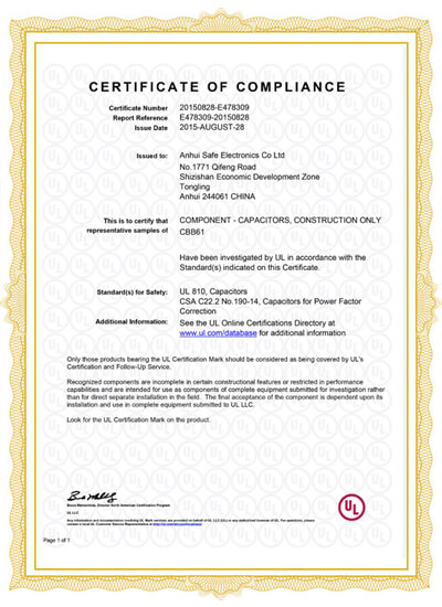 certificate of compliance