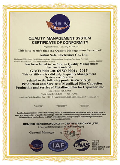 quality management systemcertificate of conformity