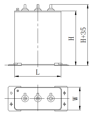 Outline Drawing 3 Phase Power Capacitor Self Healing Shunt Square Type.png