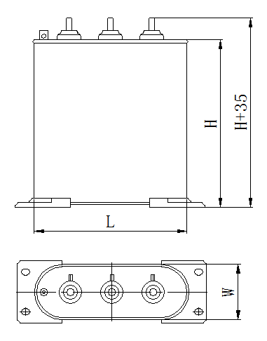 Outline Drawing 3 Phase Power Capacitor Self Healing Shunt Square Type.png