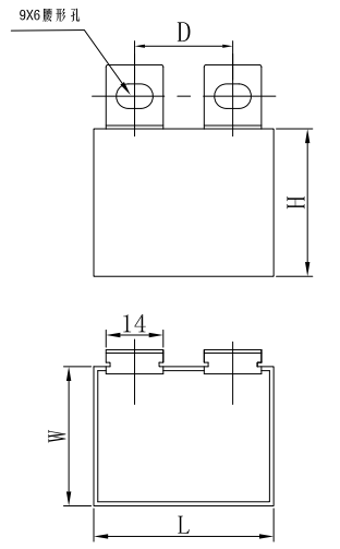 CBB15 Welding Inverter Dc Filter Capacitor Outline Drawing